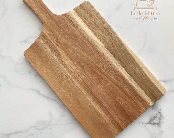 Large Acacia Cutting Board, Acacia Board w/ handle, Acacia Wood Cutting board blank, laser blanks, charcuterie board, Acacia cheese board