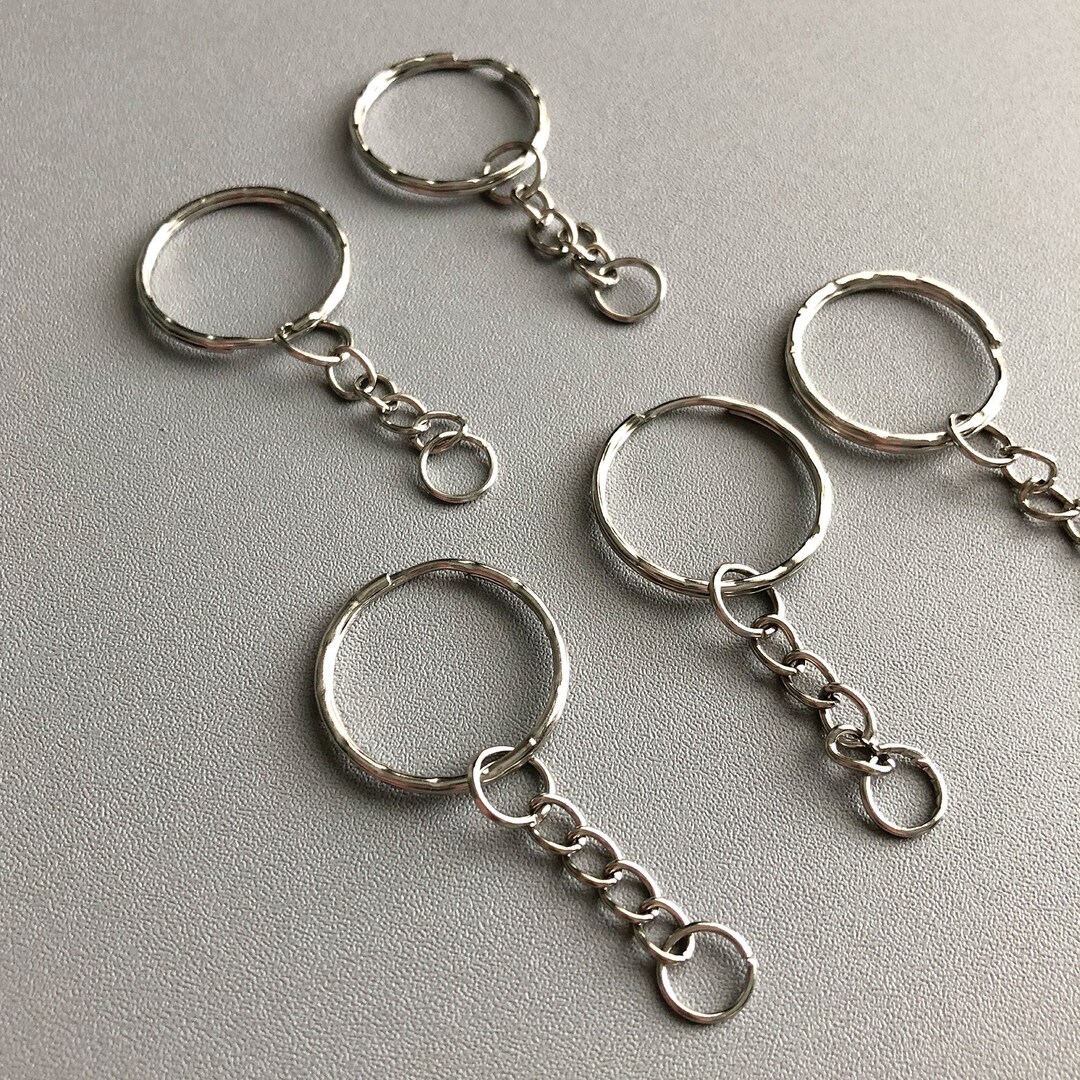 Double Chain Key Rings Silver Key Rings With Chain Blanks | Key Chain Making | Split Keyring 1 ...