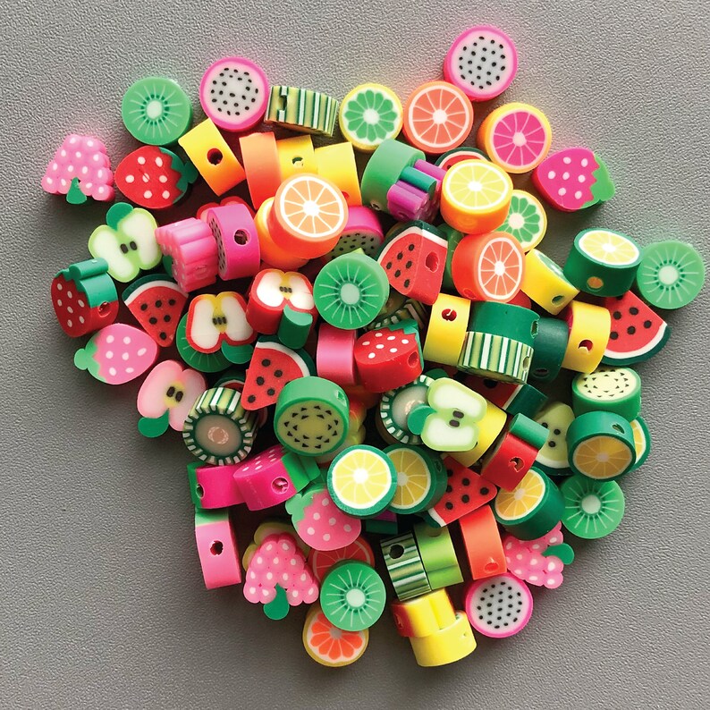 Polymer Clay Fruit Beads Assorted Fruits 50 Pieces Etsy Australia