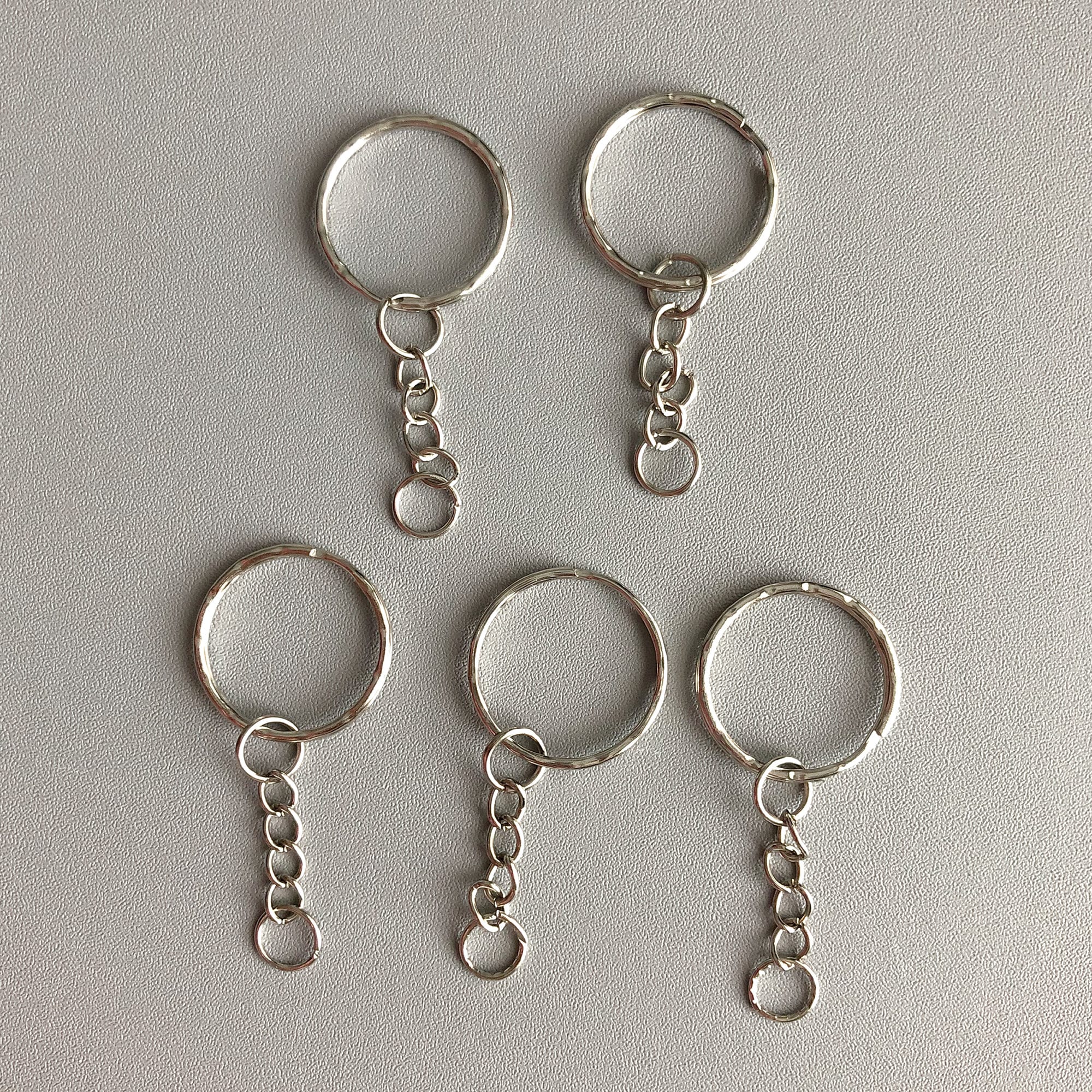 Silver Key Rings With Chain Blanks Key Chain Making Split Etsy