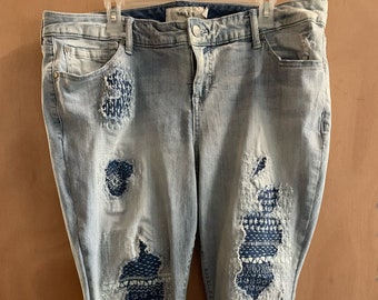 embroidered jeans etsy