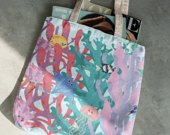 Vibrant Coral Reef All-Over Print Tote Bag – Durable, Stylish, & Versatile