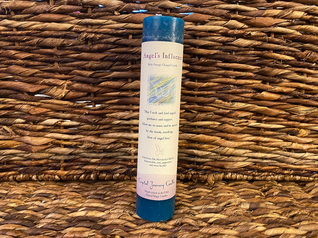 Angels Influence Crystal Journey Herbal Magic Pillar Candle Etsy