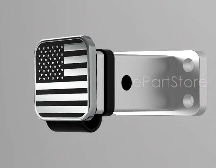 Heavy Duty American Flag Trailer Hitch Cover For 2-Inch Receivers - Chrome, With Hitch Pin & Clip - View #4