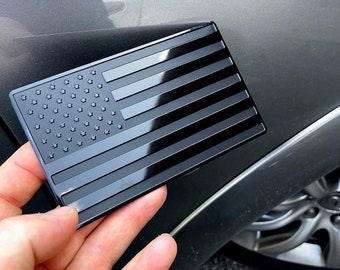USA Black Metal Flag Emblem for Cars, Trucks 5&quot;x 3&quot; 1pcs