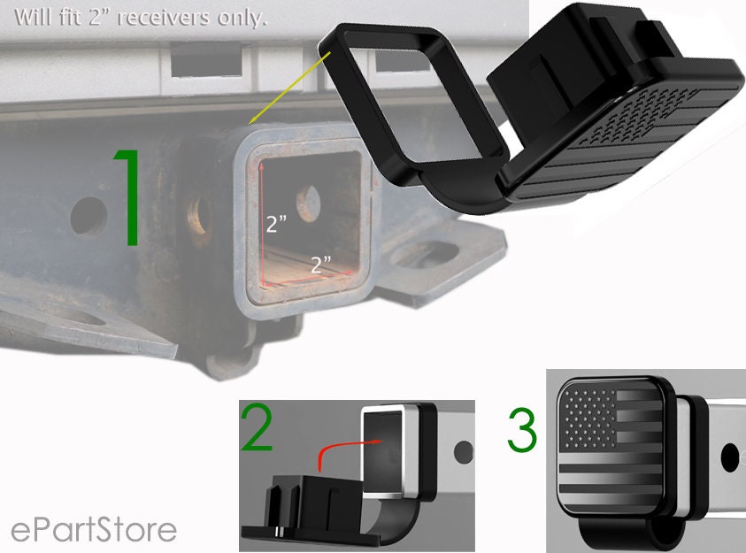 TRICKTOPPERS 2” Tow Hitch Receiver Cover – USA Flag – High Impact ABS – W/ Auto Lock Pin