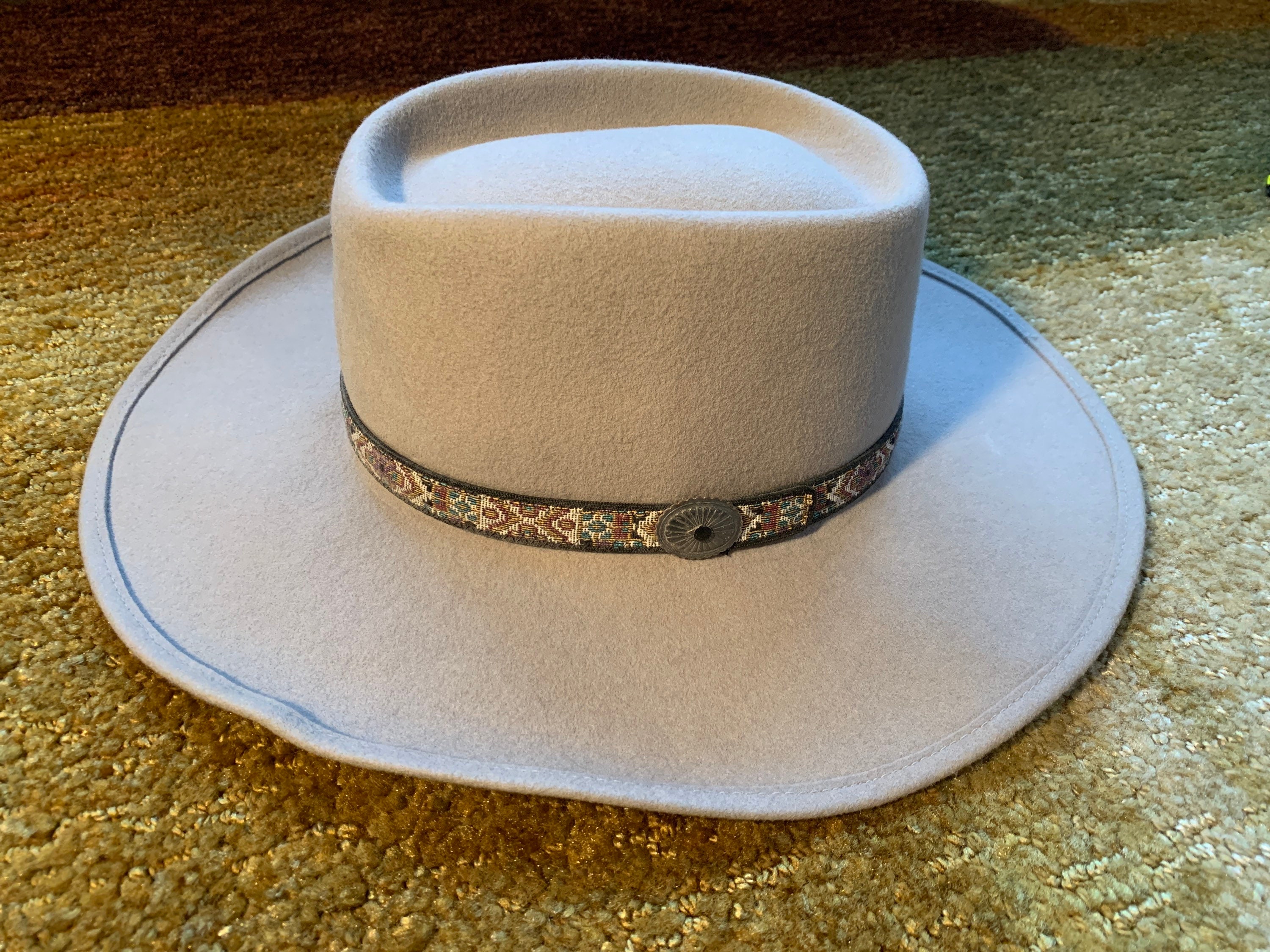 Light Grey %100 Pure Wool Cowboy Hat | Etsy