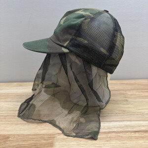 Vintage USA Made Camo chasse moustiquaire masque Mossy Oak Mask M81 chapeau casquette snapback image 6