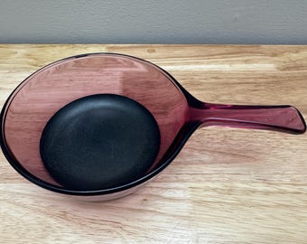 Vintage Corning Ware Cranberry Vision 0.5 Liter Teflon Sauté Pan Made in USA