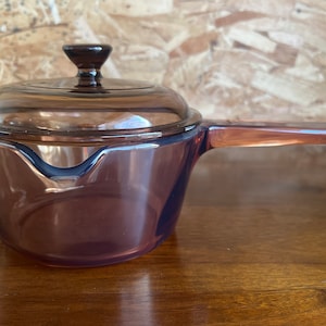 Vintage Corning Ware Amber Vision 1 Liter Pour Pot with Lid Made in USA or France