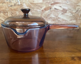 Vintage Corning Ware Amber Vision 1 Liter Pour Pot with Lid Made in USA or France