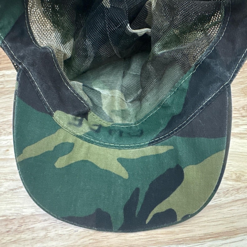 Vintage USA Made Camo chasse moustiquaire masque Mossy Oak Mask M81 chapeau casquette snapback image 8