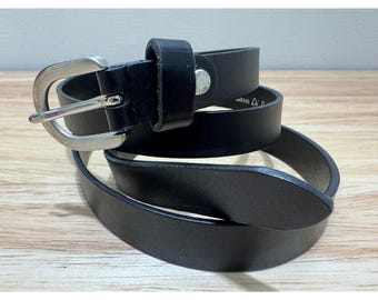 Damen Gennaro Di Palma Echter Schwarzer Ledergürtel Made in Italy Größe Medium