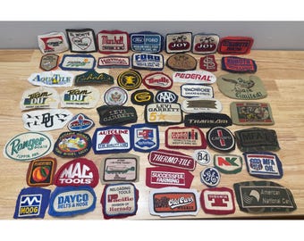 Vintage Advertising Patch Lot, Embroidered Brand Logo Patches, Auto Hunting