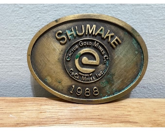 Vintage Shumake Kaktus Gold Mines Co. 1988 Messing Gürtelschnalle