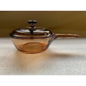Vintage Corning Ware Amber Vision 0,5 Liter Sauté Pfanne mit PYREX P81C Deckel
