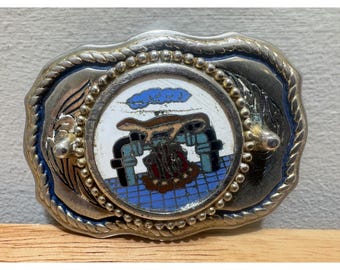 Vintage Native American Style Metall Gürtelschnalle mit eingelegtem Design