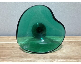 Fostoria Decorator Collection Tealgroen glas hartvormig voetstuk compote