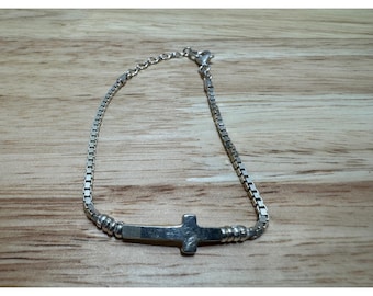 925 Sterling Silber Kreuz verstellbar Armband 6 Gramm