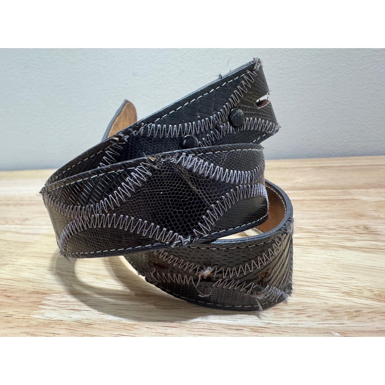 Men`s Justin Classic Western Black Leather USA Made Belt  JUSTIN MADE IN USA GENUINE LIZARD WESTERN COWBOY BLACK RANGER BELT & BUCKLE 40 main image 1