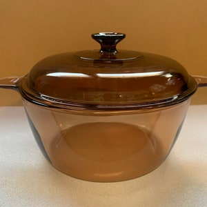 Vintage Corning Ware Amber Vision 4.5 Liter Dutch Oven with PYREX Lid Made in USA