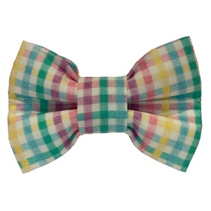 Easter Plaid Dog Bow Tie