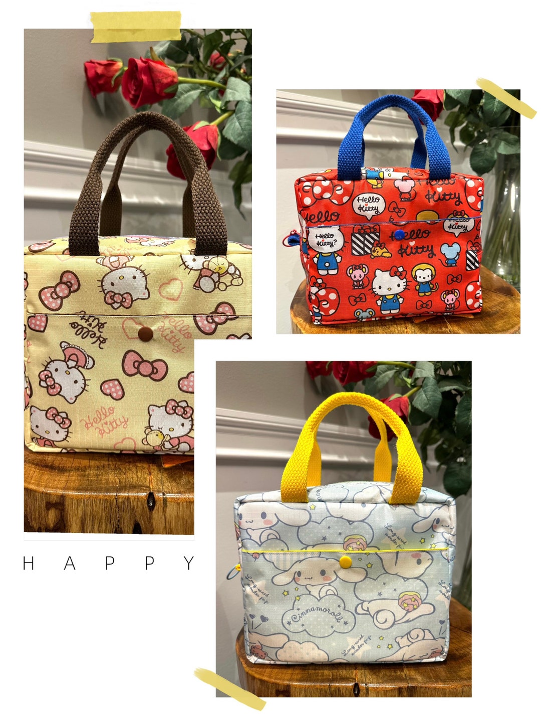 Kawaii Cartoon Waterproof Lunch Bag / 3 Colors - Etsy