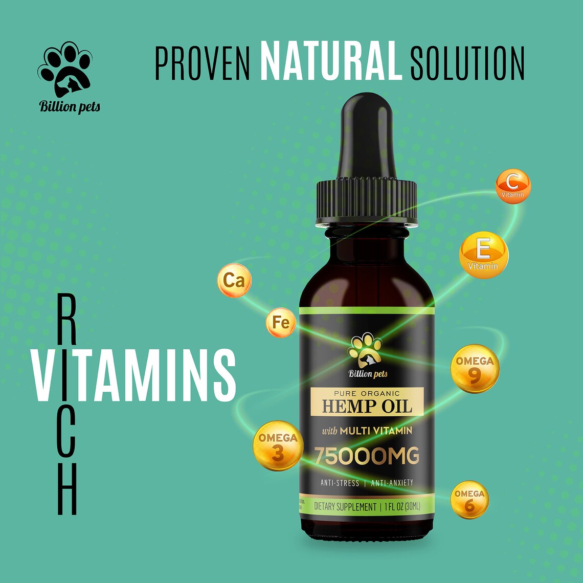 Billion Pets Organic Hemp Oil For Dogs And Cats Anxiety Etsy