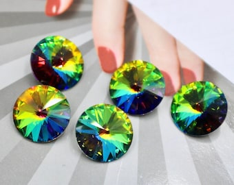 Swarovski Crystal Rivoli 3018: Vitrail Medium Flat Back (12mm, 5 Pcs)