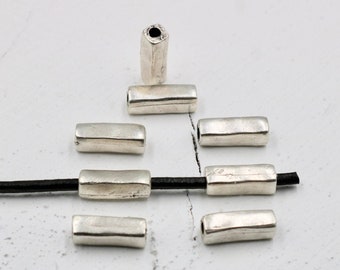 Silver Metal Tube Beads, Antique Silver Barrel Beads, Noodle Beads, Long Square Bead, Rectangle Tube Beads, DIY Jewelry Supply, 10 Pcs, ZM33