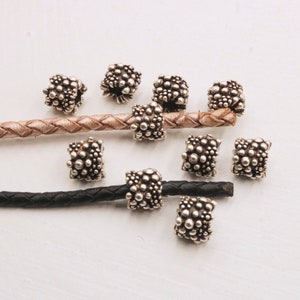 Antique Silver Flower Beads: Zamak Bracelet & Earring Findings (10 Pcs)
