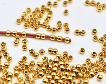 Mini Gold Plated Brass Beads: 3mm Round Spacer Beads, Jewelry Making Supplies