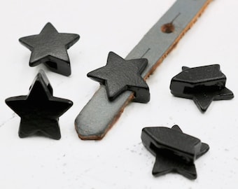 Matte Black Star Slider Beads: Zamak Bracelet Jewelry (10 Pcs)