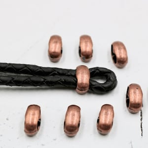Double barrel sliders, Cooper Slider Beads, Leather Cord Bracelet Beads, Cord Jewelry, Jewelry Findings, Beads, Cooper, 10 Pcs, ZM470 AC