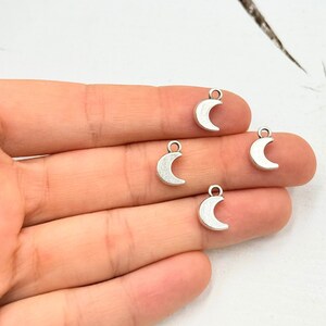 Silver Moon Charm, Crescent Moon Charms, Mini Cute Charms, Antique Silver Ton Plated Charms, Jewelry Making Supplies, 10 Pcs, ZM524 AS