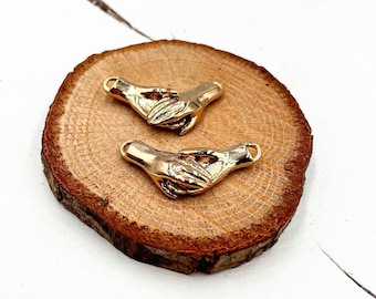 Light Gold Plated Handshake Charms: Magnetic Couple Necklace Pendants