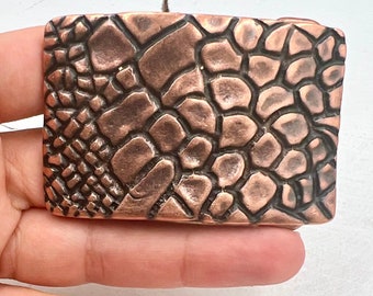 Crocodile Design Belt Buckle: Antique Copper Pewter, Fits 40mm Belts