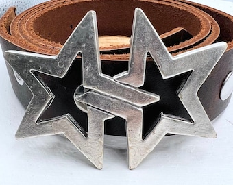 【U LAN】Star Western Buckle Bag Star and American Flag Belt Buckle Western Cowboy