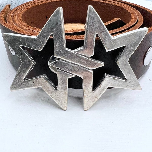 1 Pcs Western belt buckle,  Belt supply, Starry belt accessory, Star belt buckle,  Double star belt pin,  Star accessory, GS309