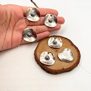 5 Antique Silver Charms: Asymmetric Zamak Pendants, DIY Earrings