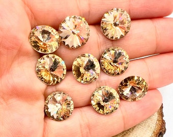 Light Colorado Topaz Swarovski Crystal Rivoli 3018, 12mm (5 Pcs)