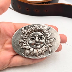 Antique Silver Sun Belt Buckle: Zamak Boho Accessory (Fits 40mm Belts)