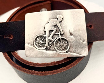 Antique Silver Cycling Belt Buckle: Zamak Biker Design