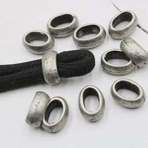 10 Dark Silver Beads, Slider Beads, beads for jewelry making, bracelet beads, spacer slider beads, Wholesale Beads, Jewelry Finding, ZM482ds