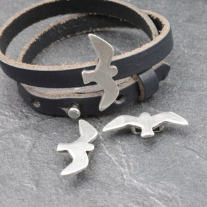 10 perles mouette en zamak : fournitures de bijoux pour bracelets en argent antique