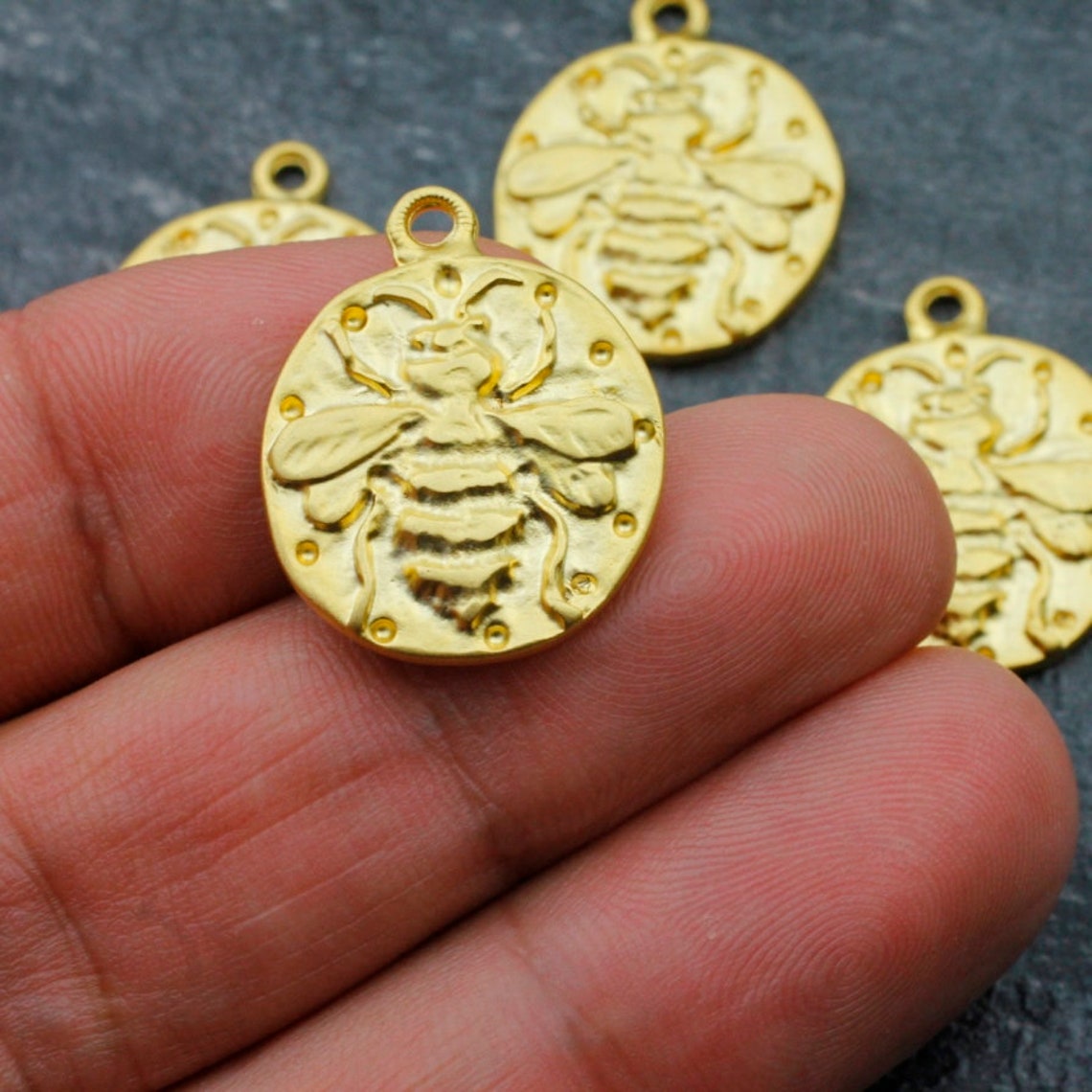 Gold Bee charms Gold Plated Charm Pendants Matt Gold Plated Etsy