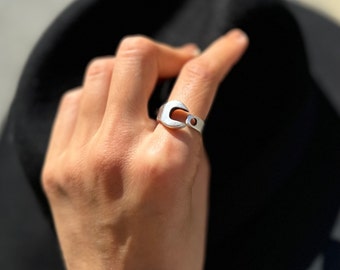 Antique Silver Plated Wrench Ring: Adjustable Unisex Tool Ring