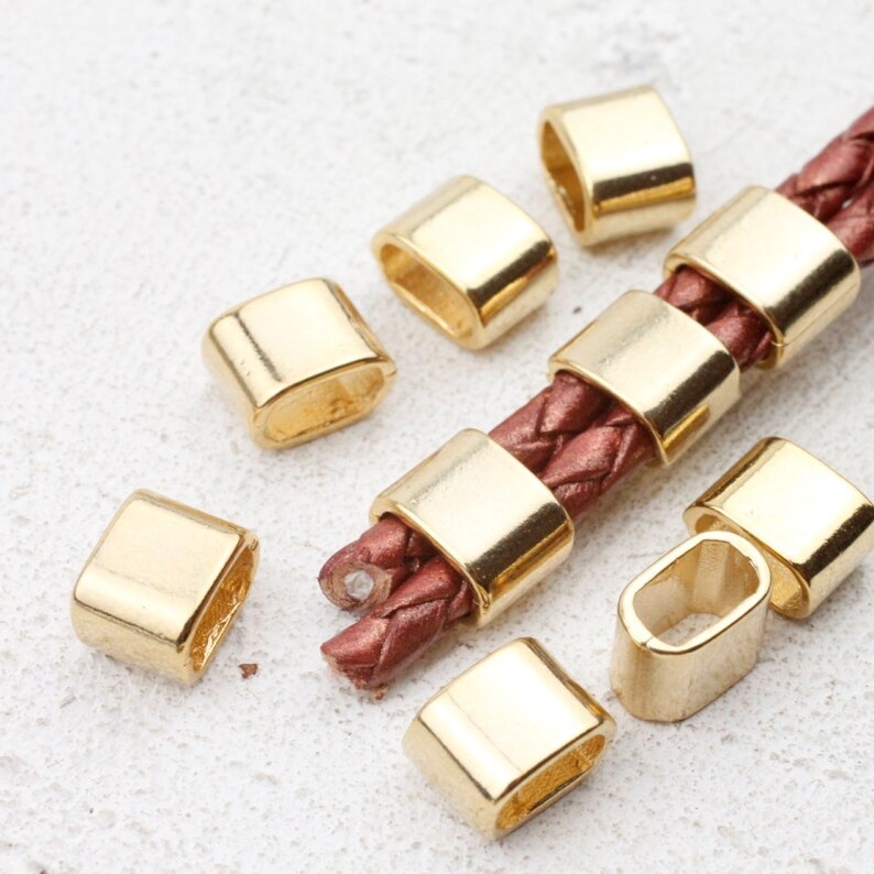 10 Pcs Slider Beads Gold Plated Beads Large Hole Beads Etsy