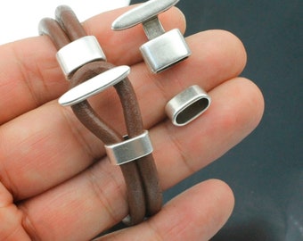 5 Sets Antique Silver T-Bar Hook Clasp, Bracelet Findings