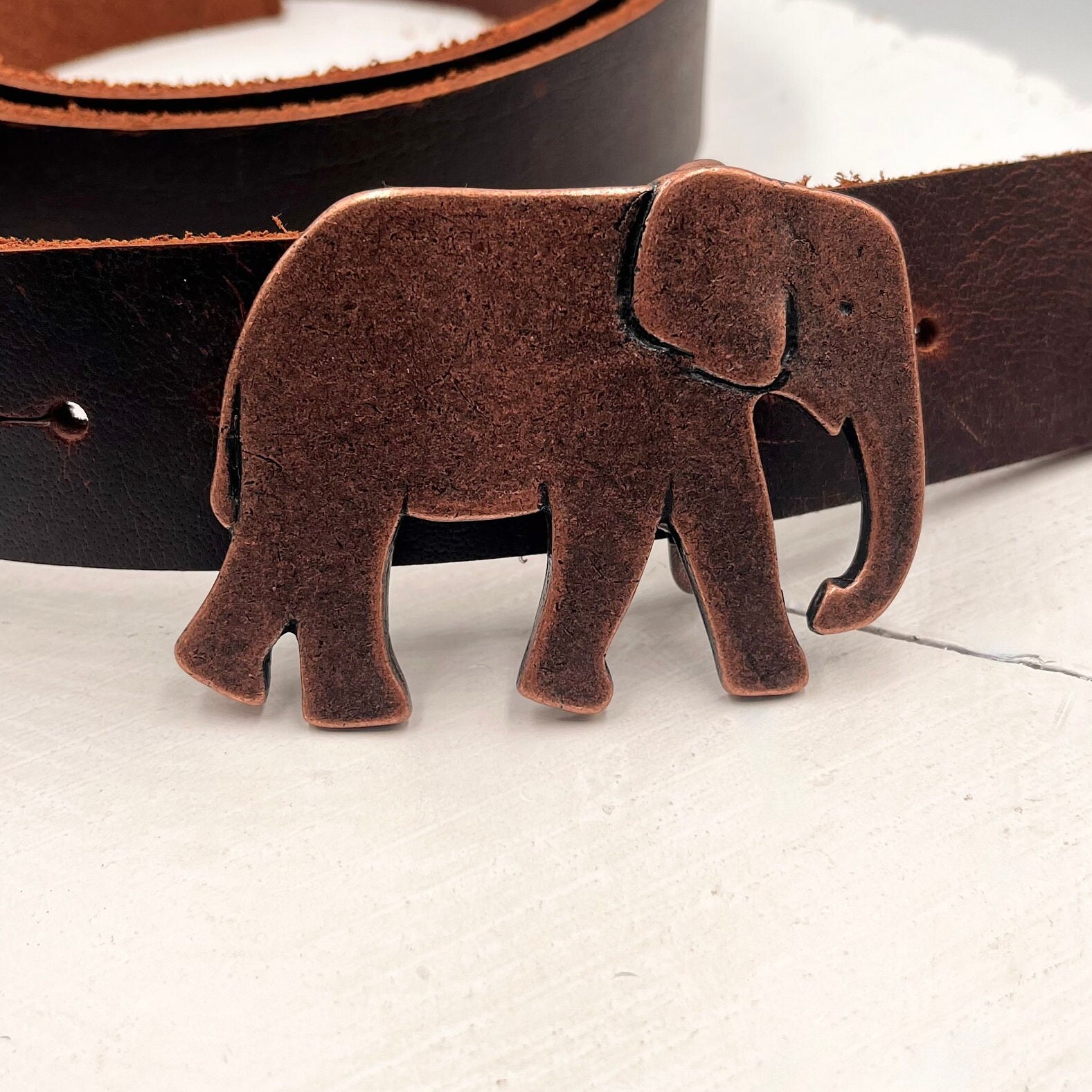 Elephant Belt Buckle: Antique Copper Wildlife Accessory for 